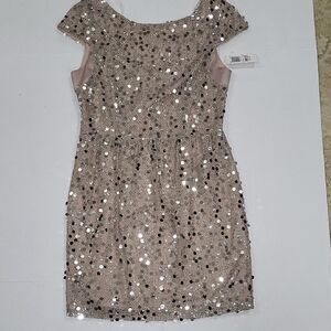 Jodi Kristopher SEQUINS  Nude/silver  Dress . Size 13 (Fits L) . NWT. MSRP $69.